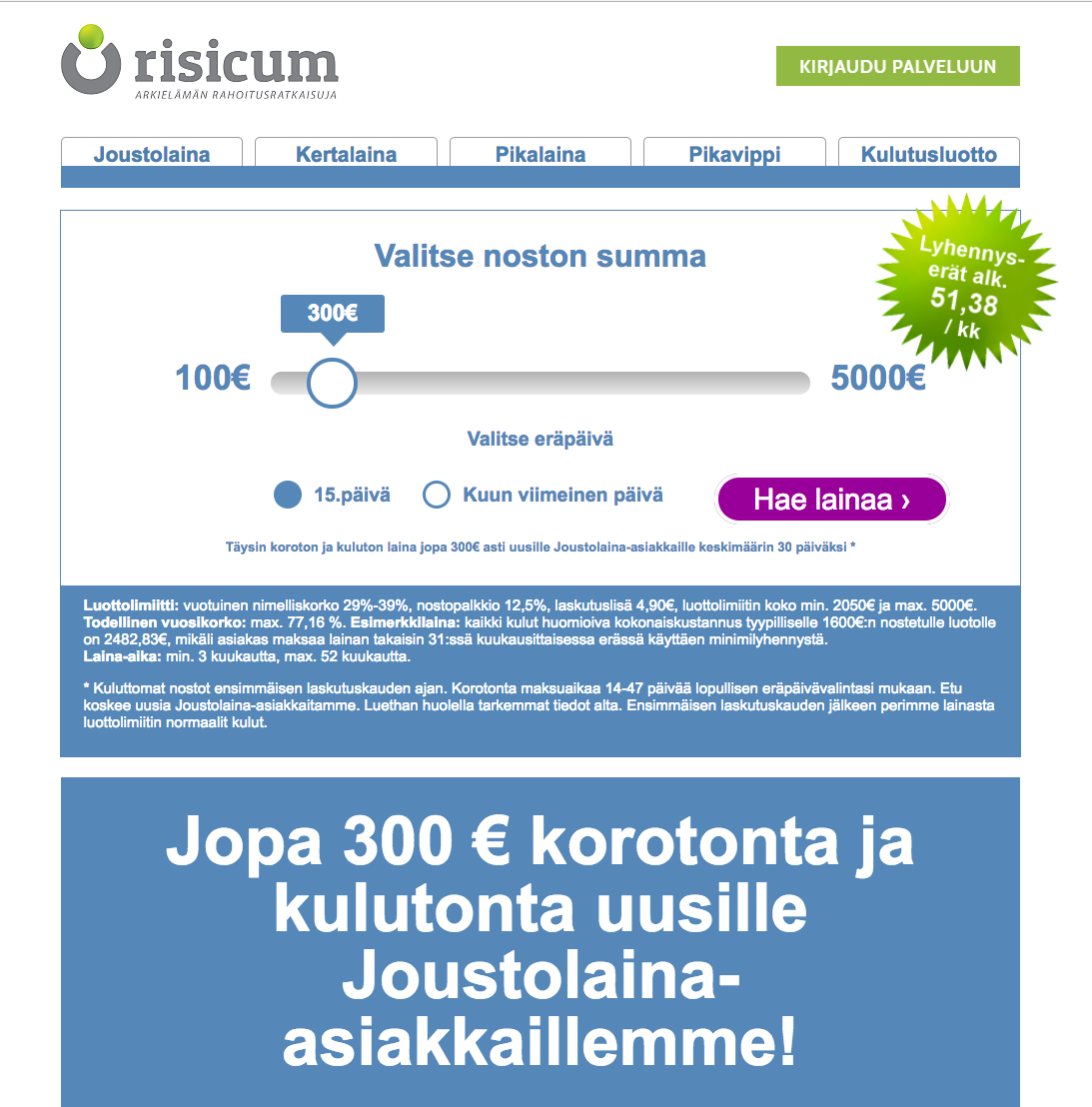 Risicumin Joustolaina -rahoitusratkaisu