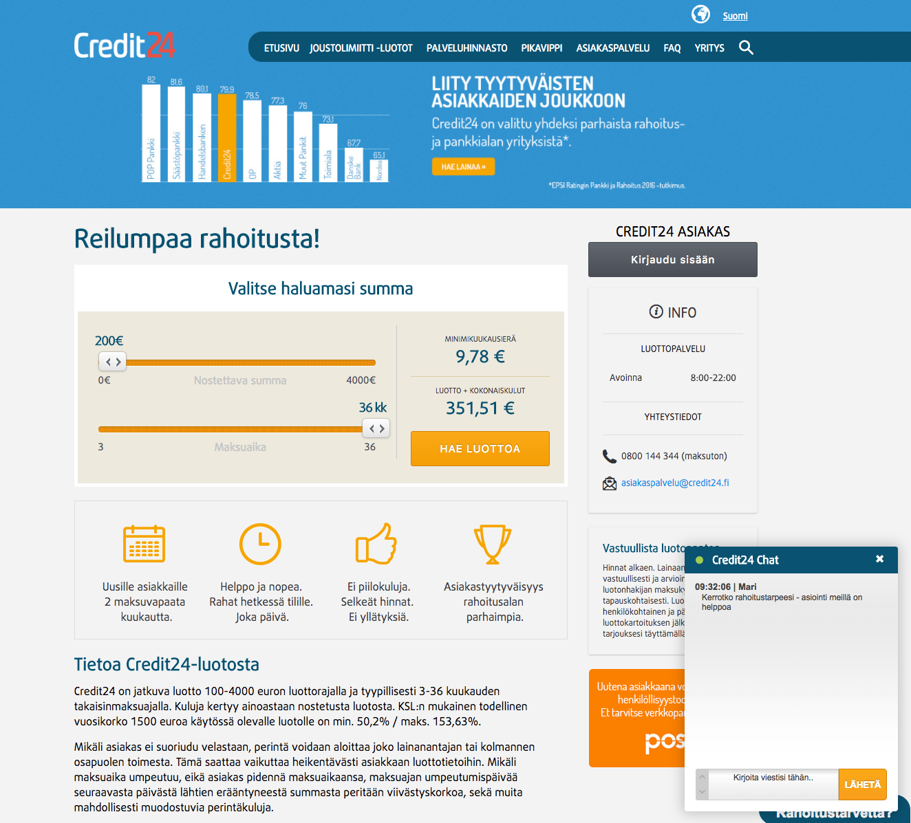 Credit24 – vakuudeton laina testivoittajalta | Rahani.fi