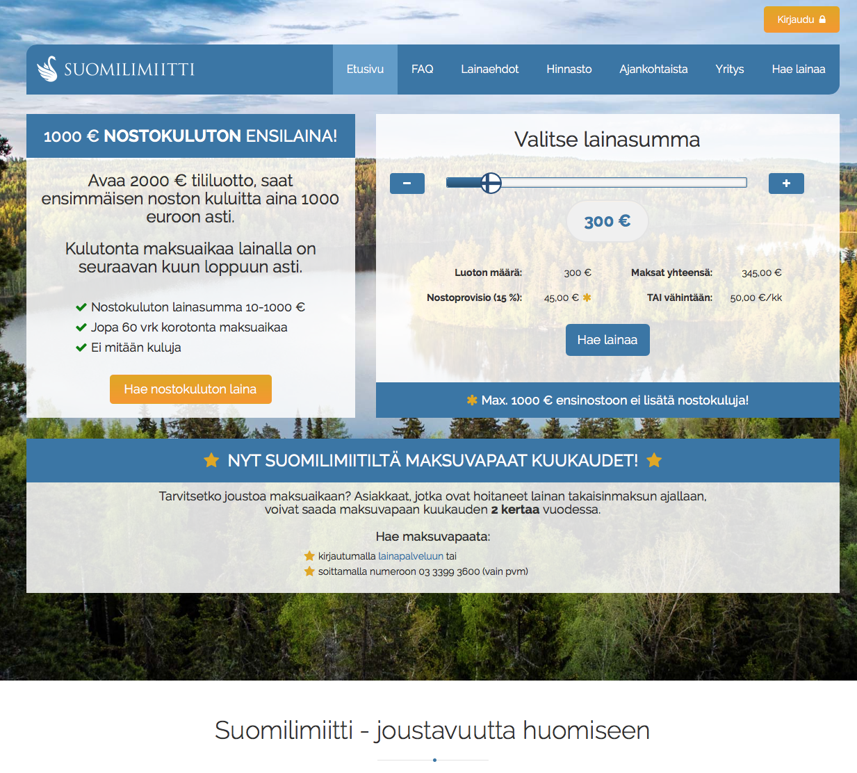 Suomilimiitti – nostokuluton laina aina 1000 euroon asti